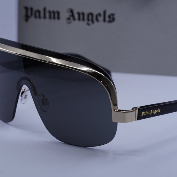 Palm Angels PERI10I KING 1007 Shield Sunglasses - Black Gold/Grey - Picture 8 of 9